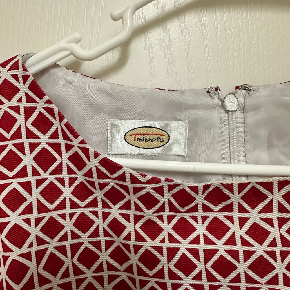 Talbots Red and White Geometric Dress - Picture 4 of 5
